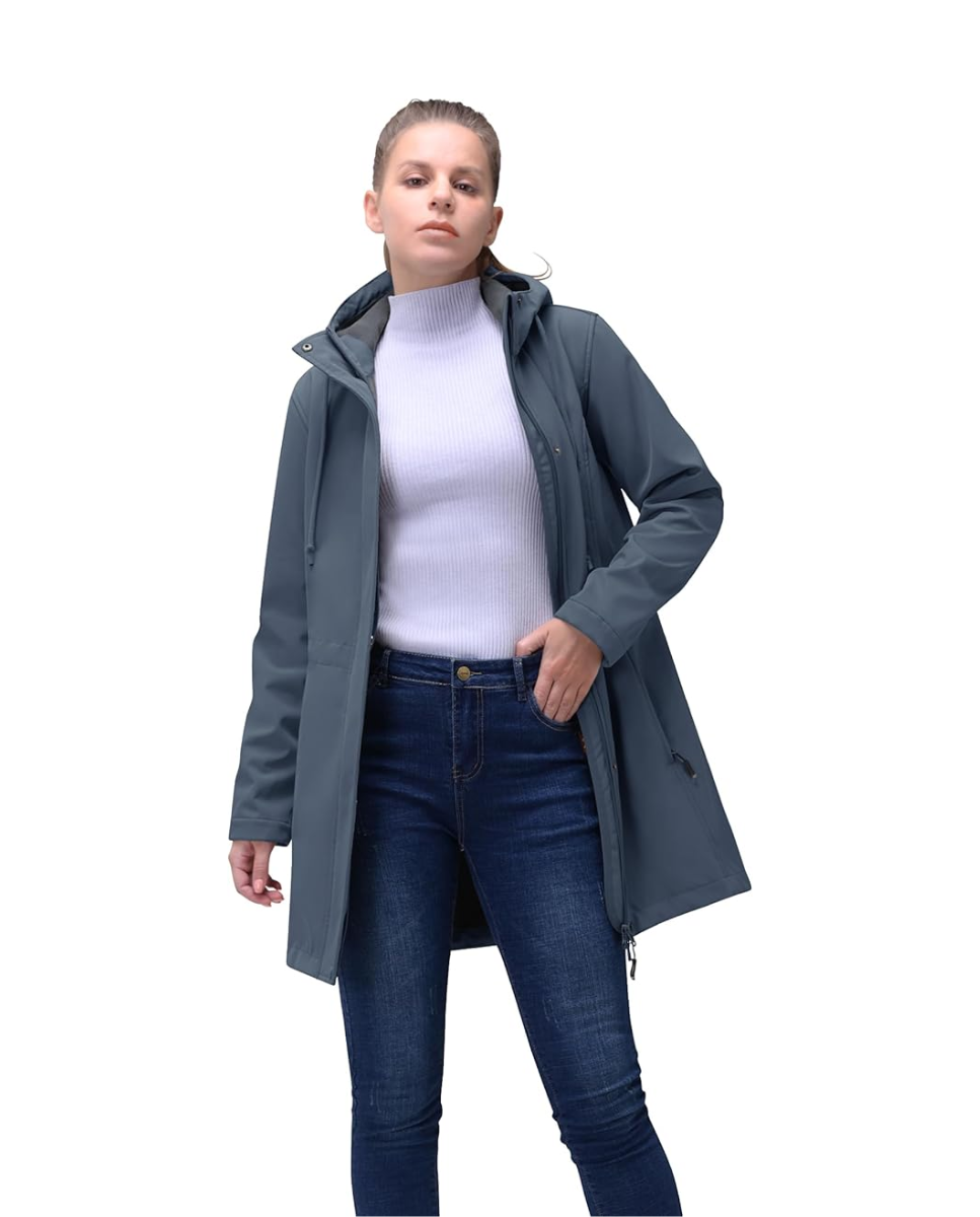 Parka de mujer azul grisáceo 