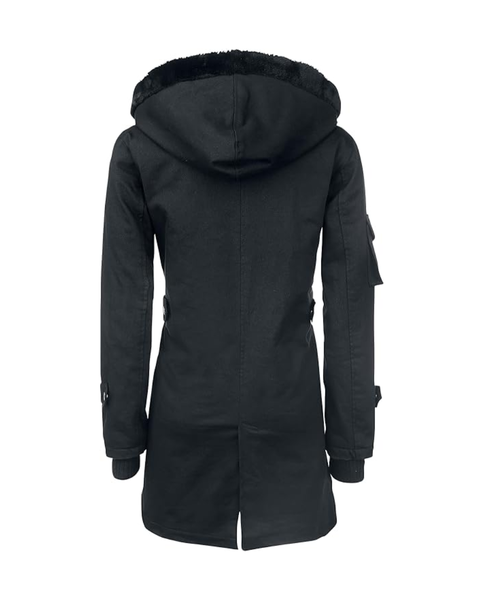 Parka negra con remaches para mujer de Gothicana by EMP