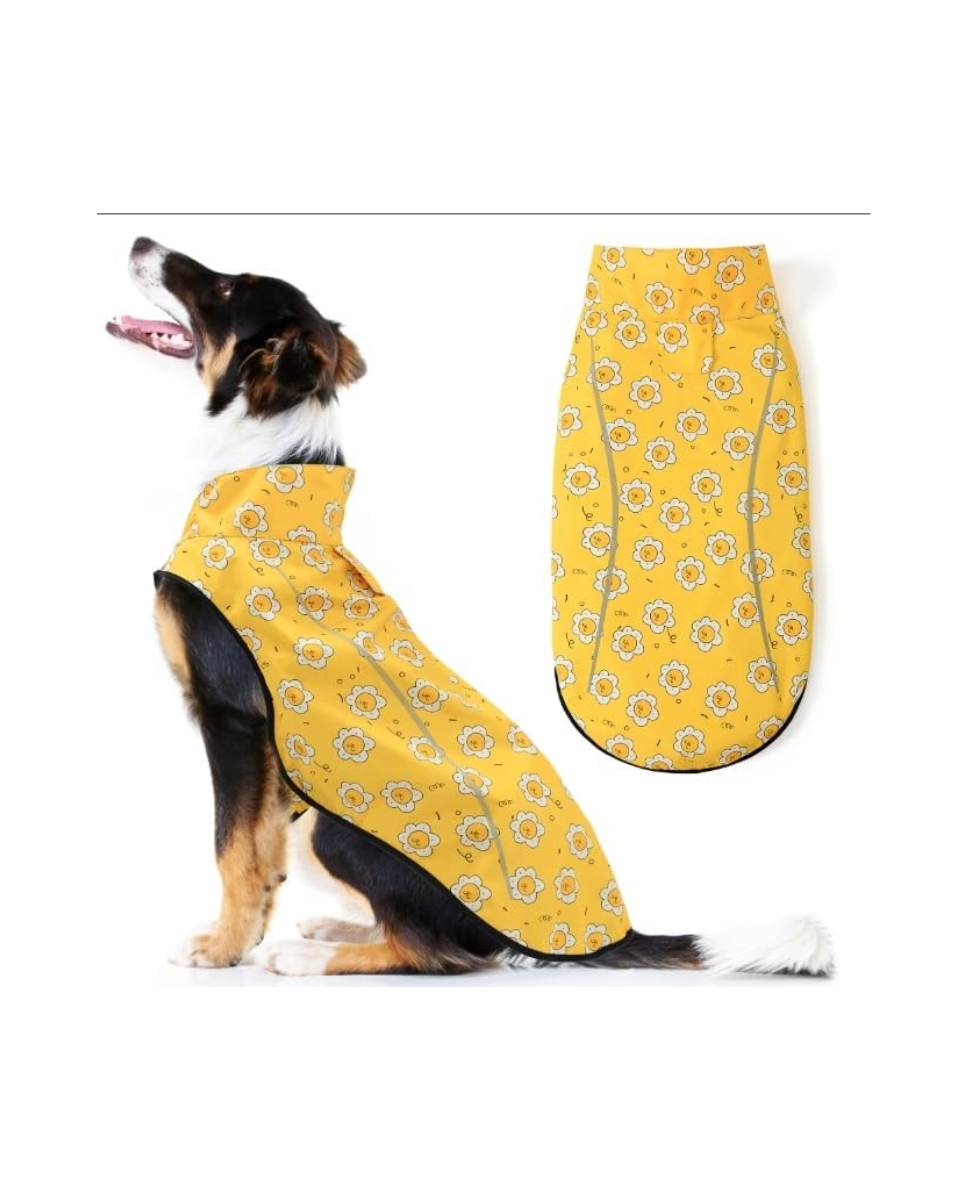 Chubasquero de perros con estampado de flores 