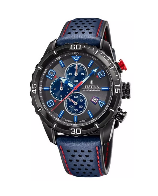 Festina F20519/3 Chrono Sport - Reloj Hombre, Acero Negro, Correa Azul